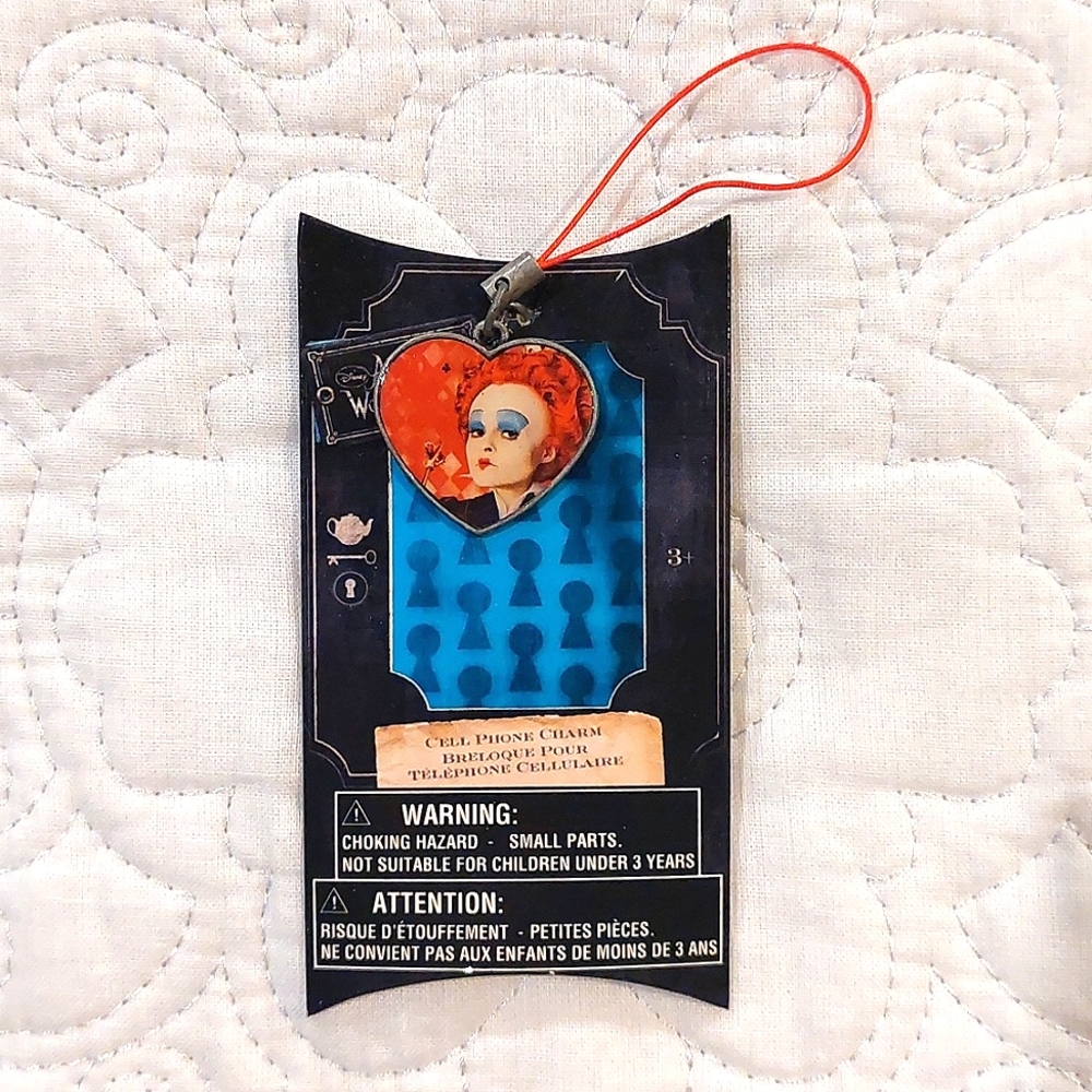 Disney Tim Burton Alice in Wonderland Queen of Hearts Cell Phone Charm NWT